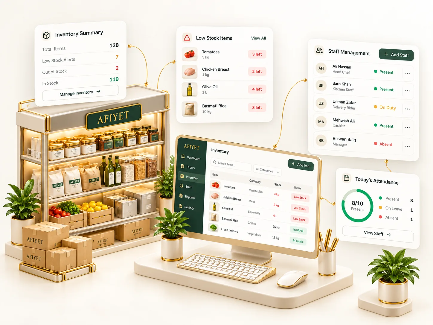 Afiyet inventory and staff management software